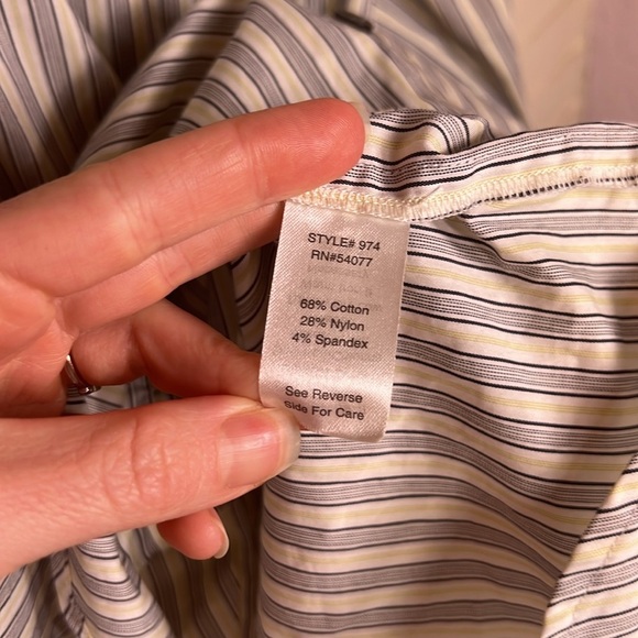 Cabi Blue and Yellow Striped Button Down Long Sleeve Shirt, Women Size Medium - Picture 7 of 8